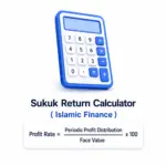 Sukuk return calculator graphic showing the formula: Profit Rate equals periodic profit distribution divided by face value, times 100