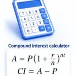 Compound interest calculator showing formula for calculating growth