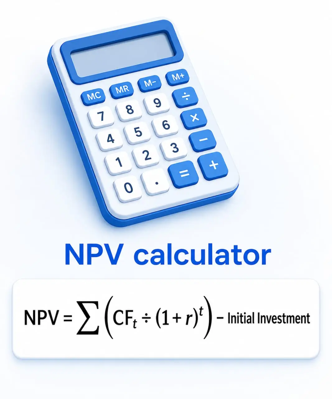 NPV calculator showing net present value formula