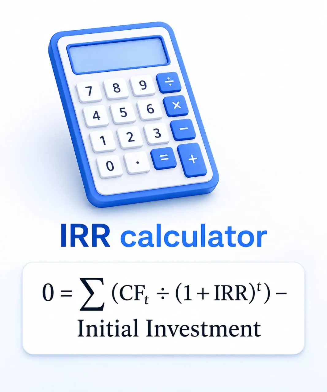 IRR calculator showing internal rate of return formula
