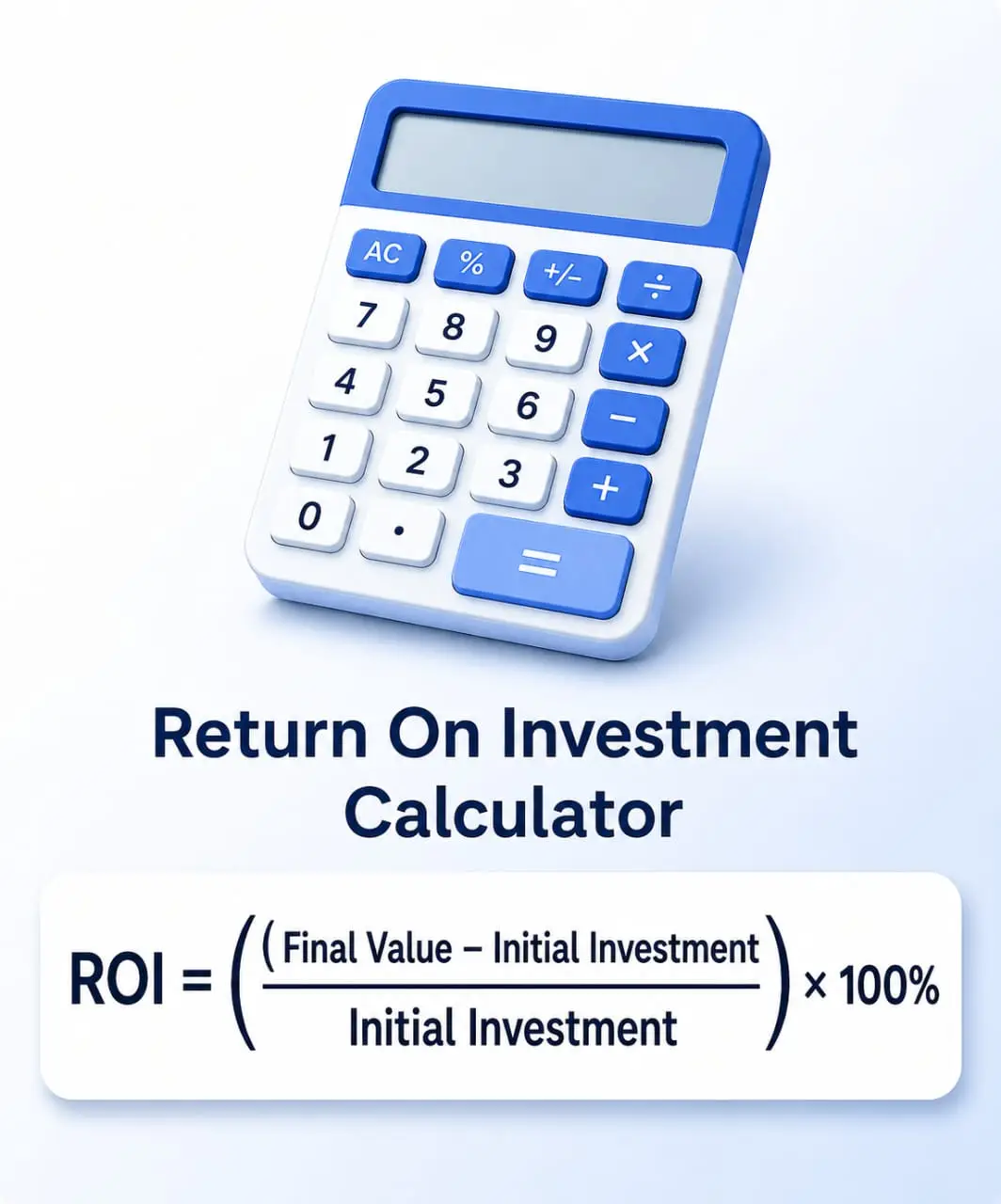 ROI calculator showing return on investment formula